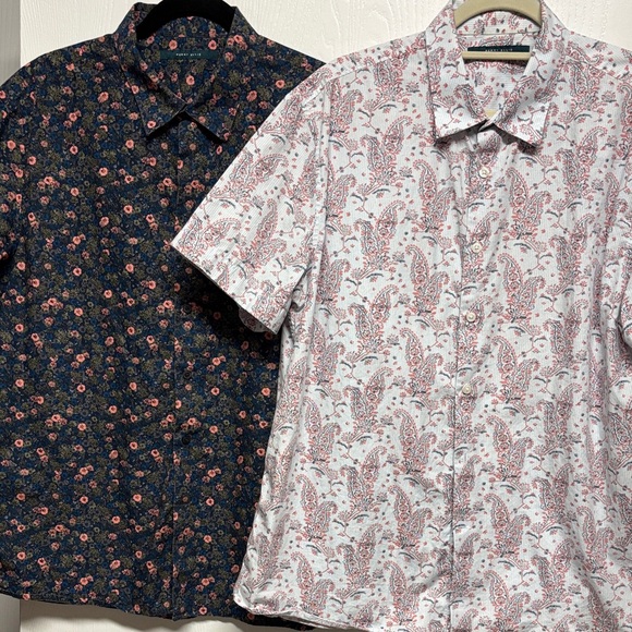 Perry Ellis Floral and Paisley Men's Shirt Duo - Picture 1 of 10